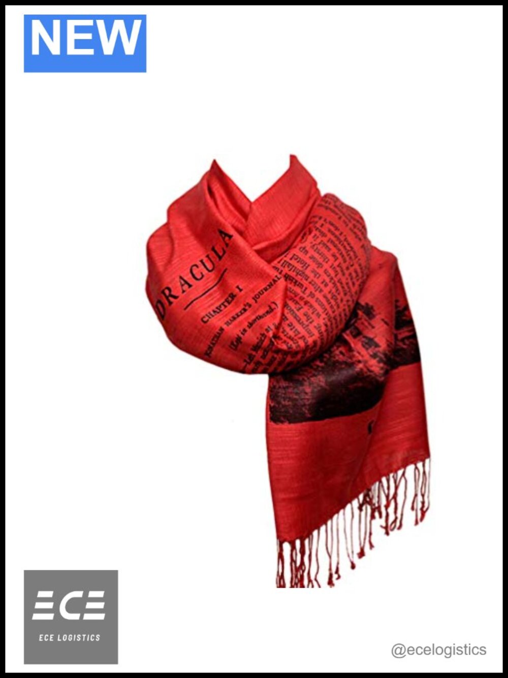 Dracula Bram Stoker Literary Shawl Wrap Scarf 72 Inch Acrylic